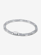 Bracciale Catena Maglia Cubana Pavè con Ovali Argento Sterling 925 - 16 - BRACCIALE