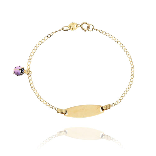 Bracciale Coccinella rosa targetta