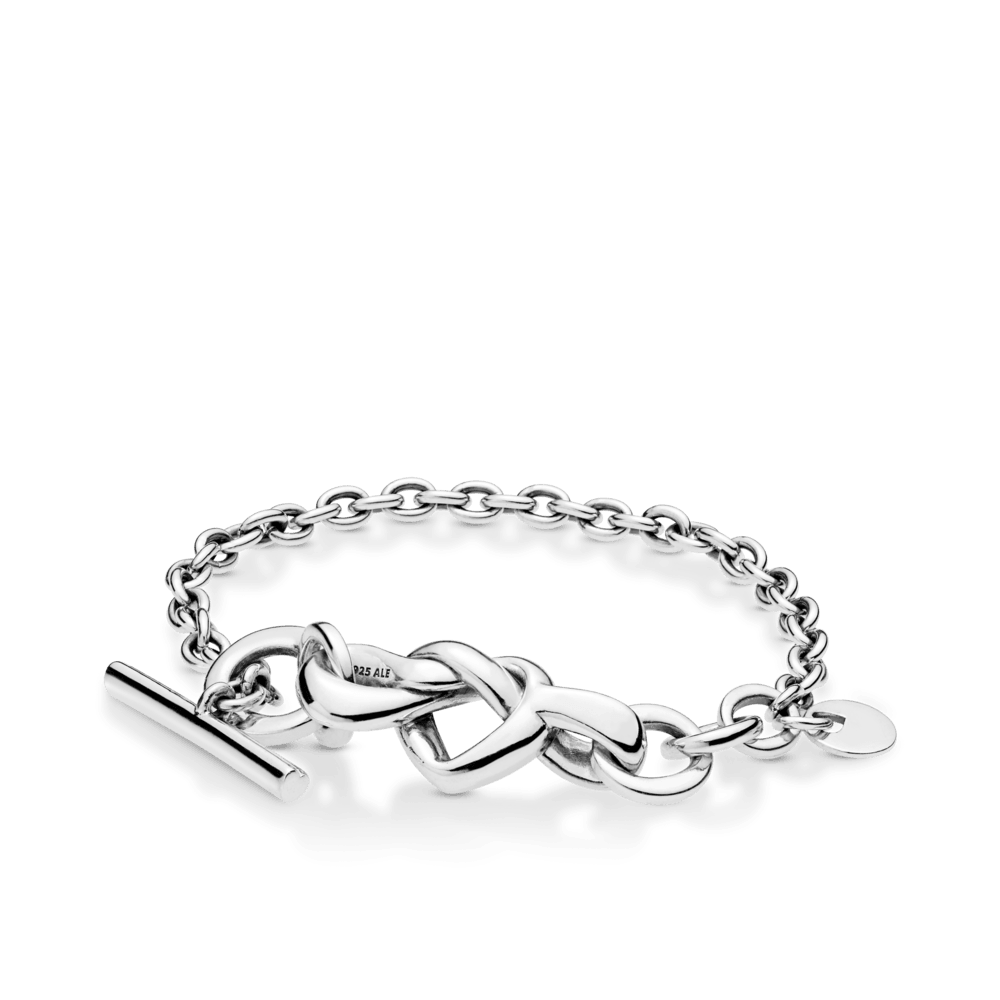 Bracciale con barretta a T Cuore intrecciato 20 cm