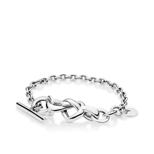 Bracciale con barretta a T Cuore intrecciato 20 cm