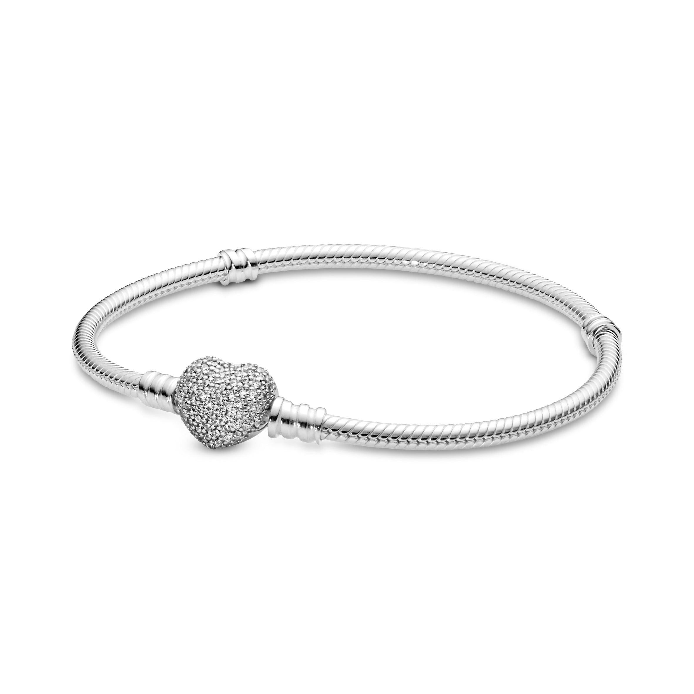 Bracciale con Chiusura a Cuore Pavè 23 cm