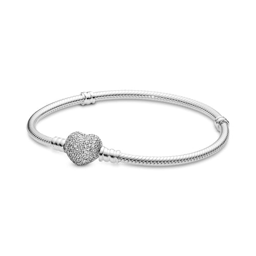 Bracciale con Chiusura a Cuore Pavè 23 cm