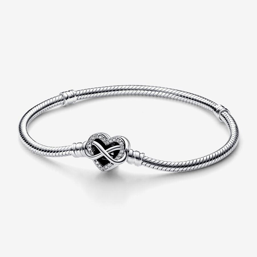 Bracciale con Chiusura Cuore Infinito Pietre Luminose 23 cm
