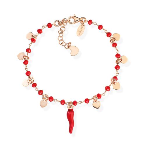 Bracciale Cornetto Rosso Cristalli e Cuori