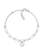 Bracciale Cuore Catena Doppia Rodio