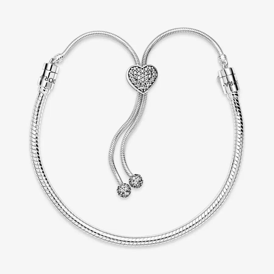 Bracciale Cuore Pavè con chiusura Scorrevole