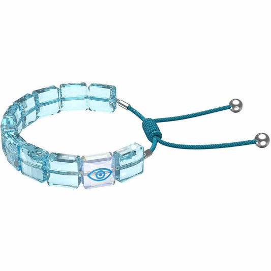 Braccialetto Letra Evil eye, Blu, Placcato rodio