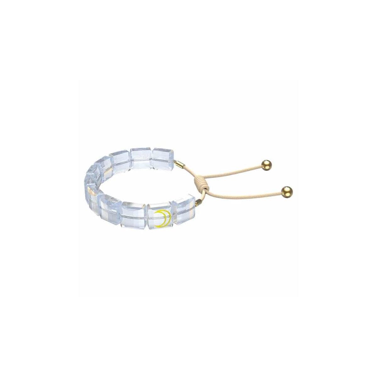 Letra bracelet Moon, White, Gold-tone plated