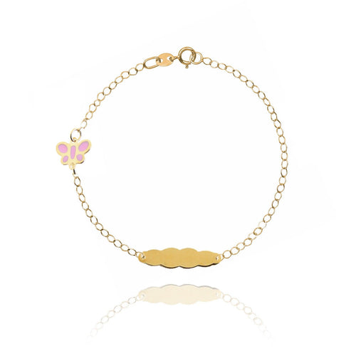 Bracciale Farfalla rosa targhetta