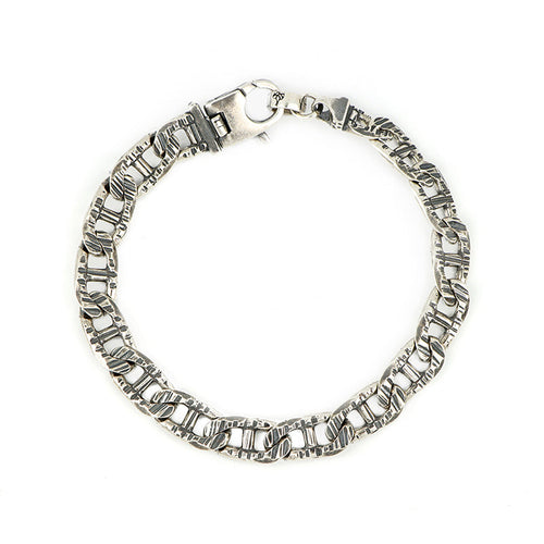 Bracciale in Argento Massiccio Maglia Martellata: Stile e Qualità Artigianale Made in Italy - BRACCIALE