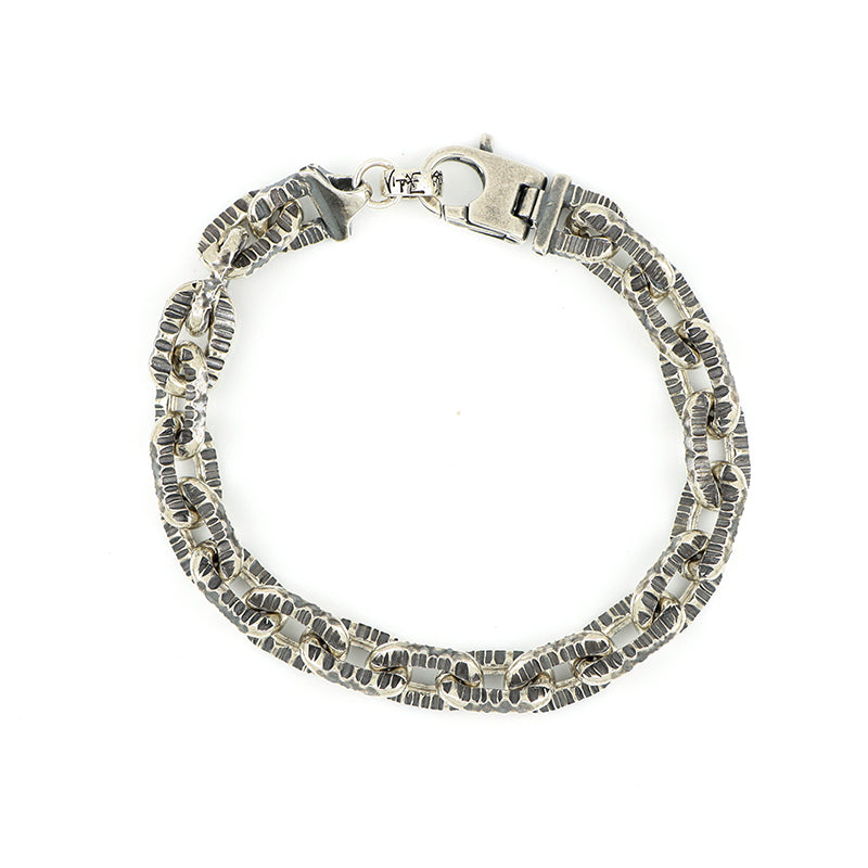Bracciale in Argento Massiccio Maglia Rigata - BRACCIALE