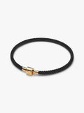 Bracciale in Corda Nera con Chiusura a Barile Finitura in Oro - 17.5 cm - BRACCIALE