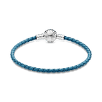 Bracciale in pelle turchese con chiusura a conchiglia 20.5 cm