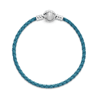 Bracciale in pelle turchese con chiusura a conchiglia