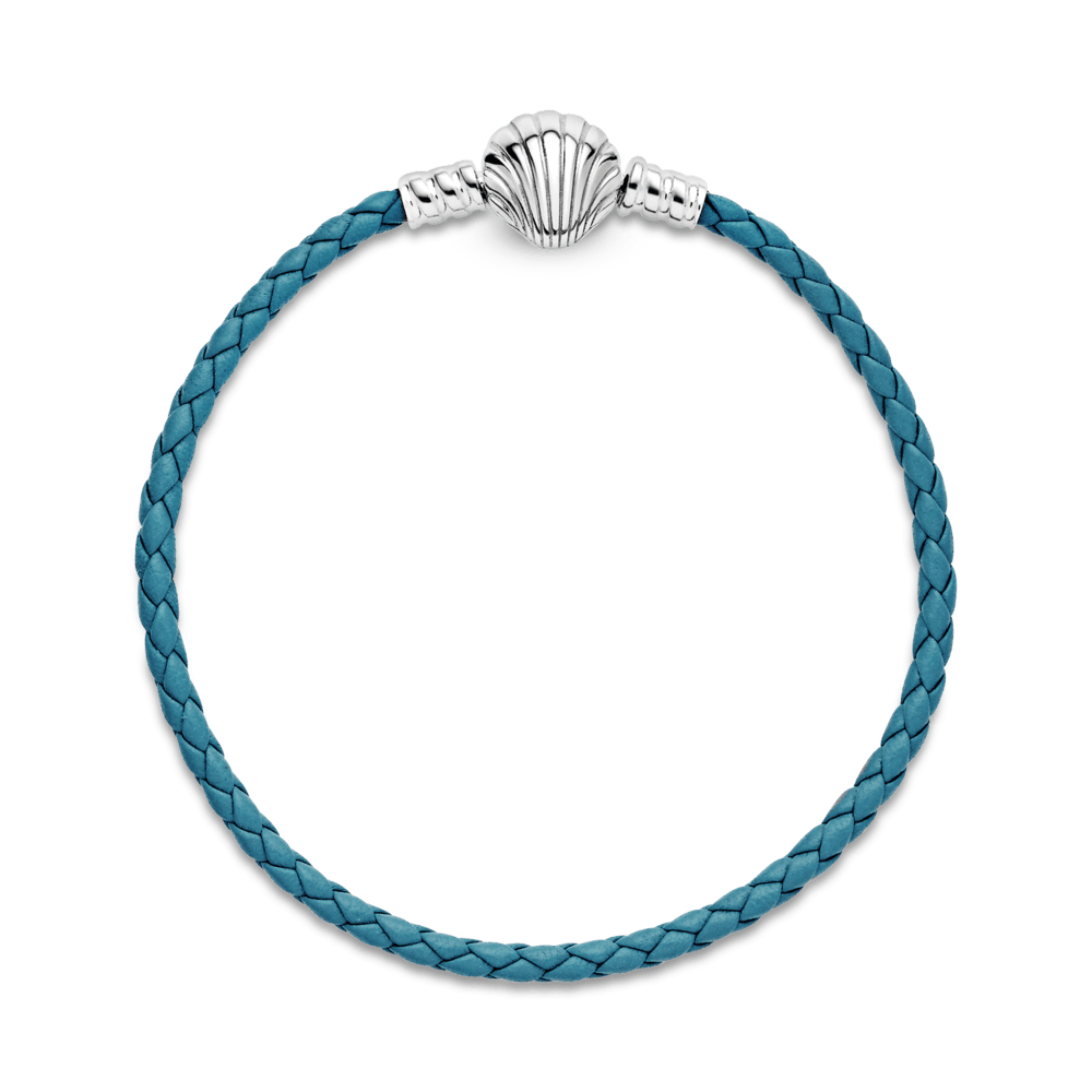 Bracciale in pelle turchese con chiusura a conchiglia