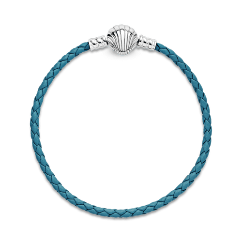 Bracciale in pelle turchese con chiusura a conchiglia
