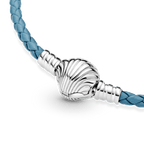 Bracciale in pelle turchese con chiusura a conchiglia