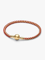 Bracciale Intreccio Tessuto Rosso Finitura in Oro - 16 - BRACCIALE