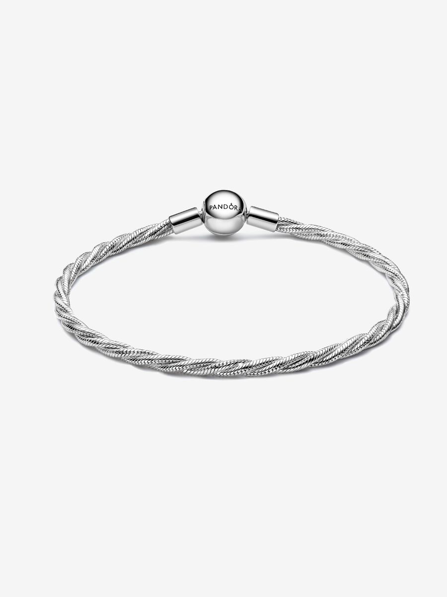Bracciale Maglia Doppia Intrecciata con Chiusura a Sfera Argento Sterling 925 - BRACCIALE
