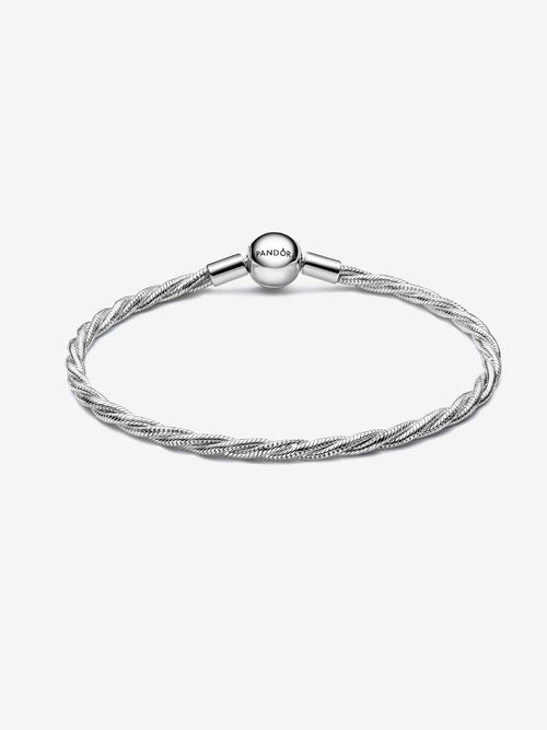 Bracciale Maglia Doppia Intrecciata con Chiusura a Sfera Argento Sterling 925 - BRACCIALE