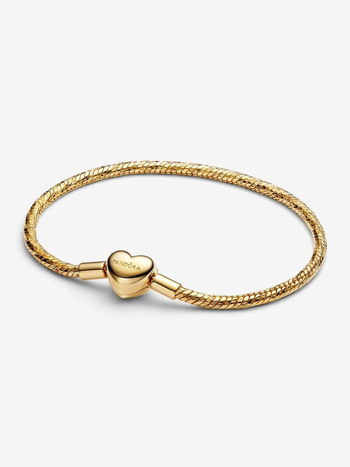 Bracciale Maglia Snake Sfaccettata con Chiusura a Cuore Placcatura in Oro 14k - 17 - BRACCIALE