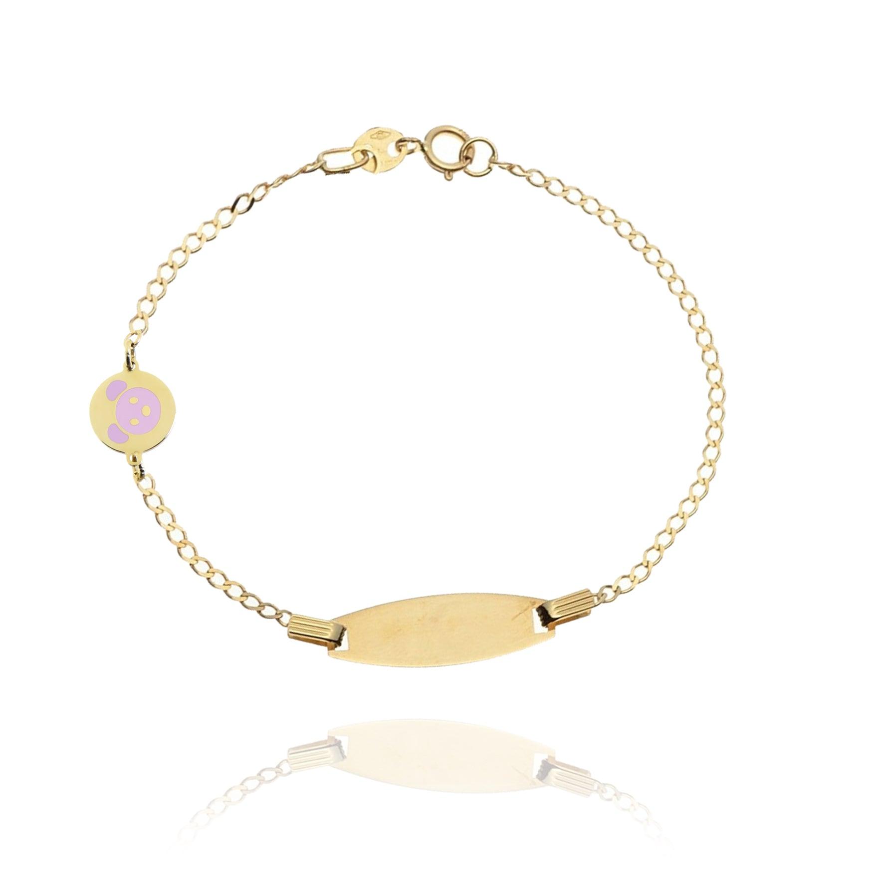 Bracciale Orsetto rosa targhetta