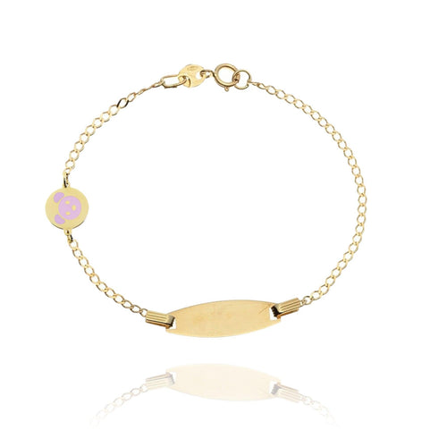 Bracciale Orsetto rosa targhetta