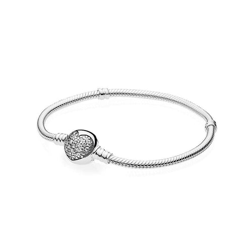 Bracciale Pandora Moments con chiusura sferica con cuore pavè 23 cm