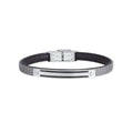 Bracciale pelle e acciaio nero