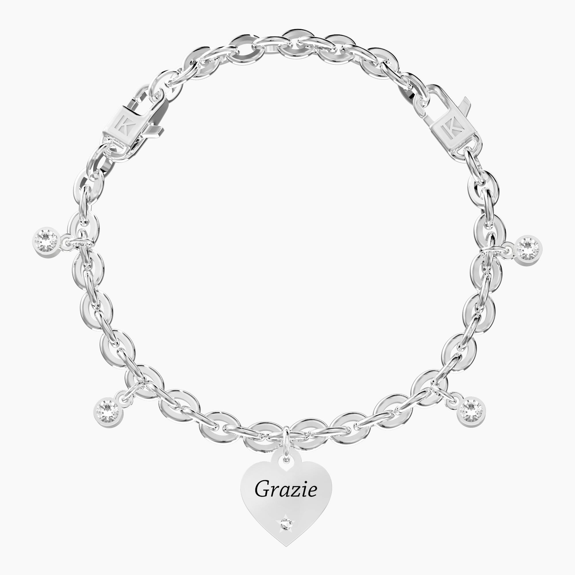 Bracciale Regolabile con Cuore e Cristalli