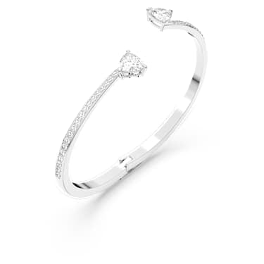 BRACCIALE RIGIDO ATTRACT SOUL HEART BIANCO PLACCATO RODIO - BRACCIALE