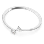BRACCIALE RIGIDO ATTRACT SOUL HEART BIANCO PLACCATO RODIO - BRACCIALE