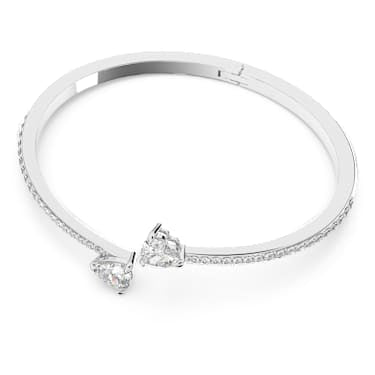 BRACCIALE RIGIDO ATTRACT SOUL HEART BIANCO PLACCATO RODIO - BRACCIALE