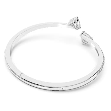 BRACCIALE RIGIDO ATTRACT SOUL HEART BIANCO PLACCATO RODIO - BRACCIALE