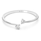 BRACCIALE RIGIDO ATTRACT SOUL HEART BIANCO PLACCATO RODIO - S 5.3x4.3cm - BRACCIALE