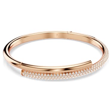 Bracciale rigido Dextera SWAROVSKI Chiusura magnetica Bianco Placcato color oro rosa L - BRACCIALE