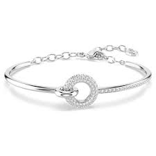 Bracciale rigido Dextera Taglio Round Bianco Placcato rodio - BRACCIALE