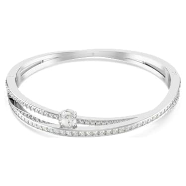 Bracciale rigido Hyperbola SWAROVSKI,Taglio misto, Bianco, Placcato rodio M