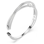 Bracciale rigido Hyperbola SWAROVSKI,Taglio misto Bianco Placcato rodio M - BRACCIALE