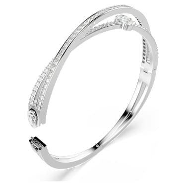 Bracciale rigido Hyperbola SWAROVSKI,Taglio misto Bianco Placcato rodio M - BRACCIALE