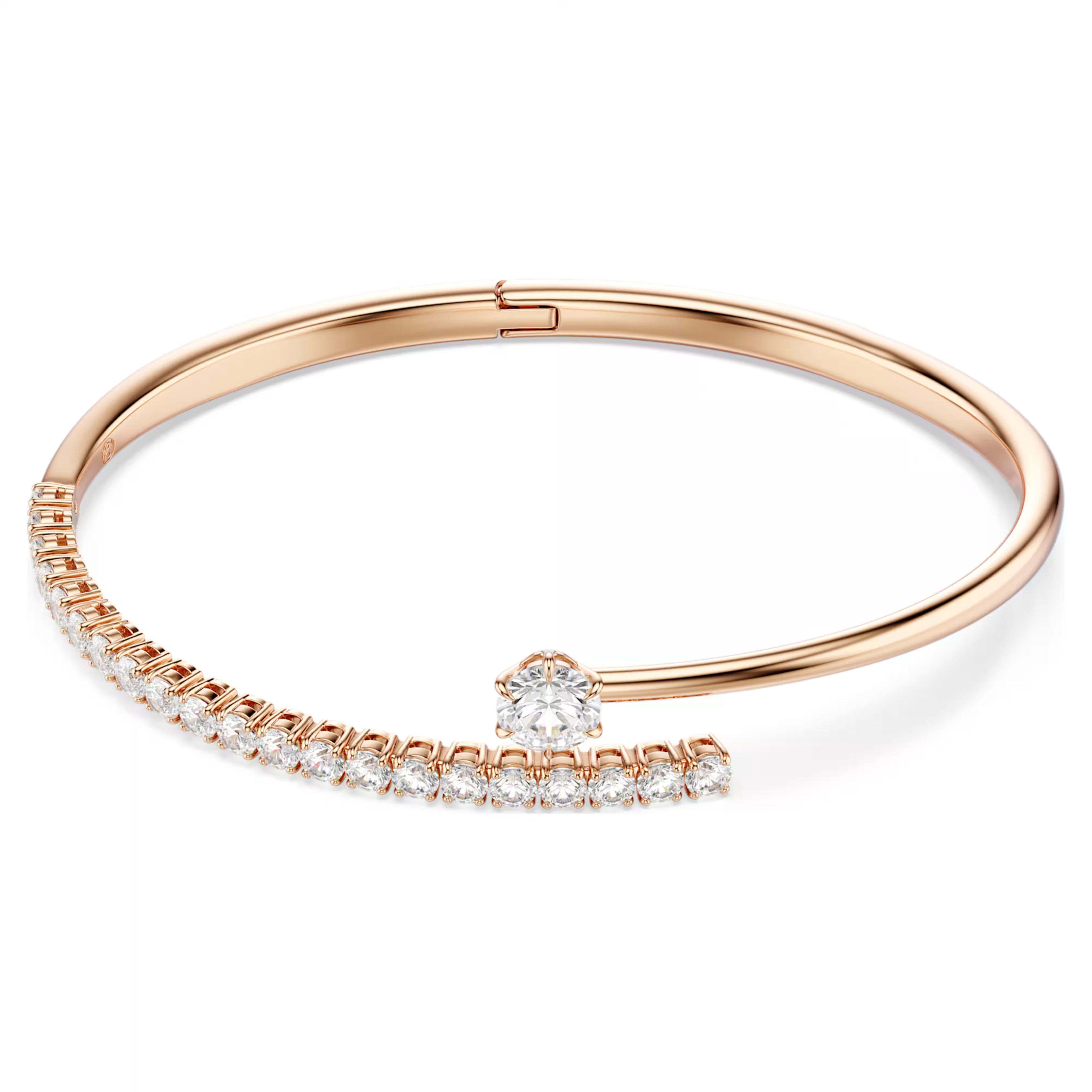 Bracciale rigido Matrix Taglio Round, Bianco, Finitura oro rosa 18K