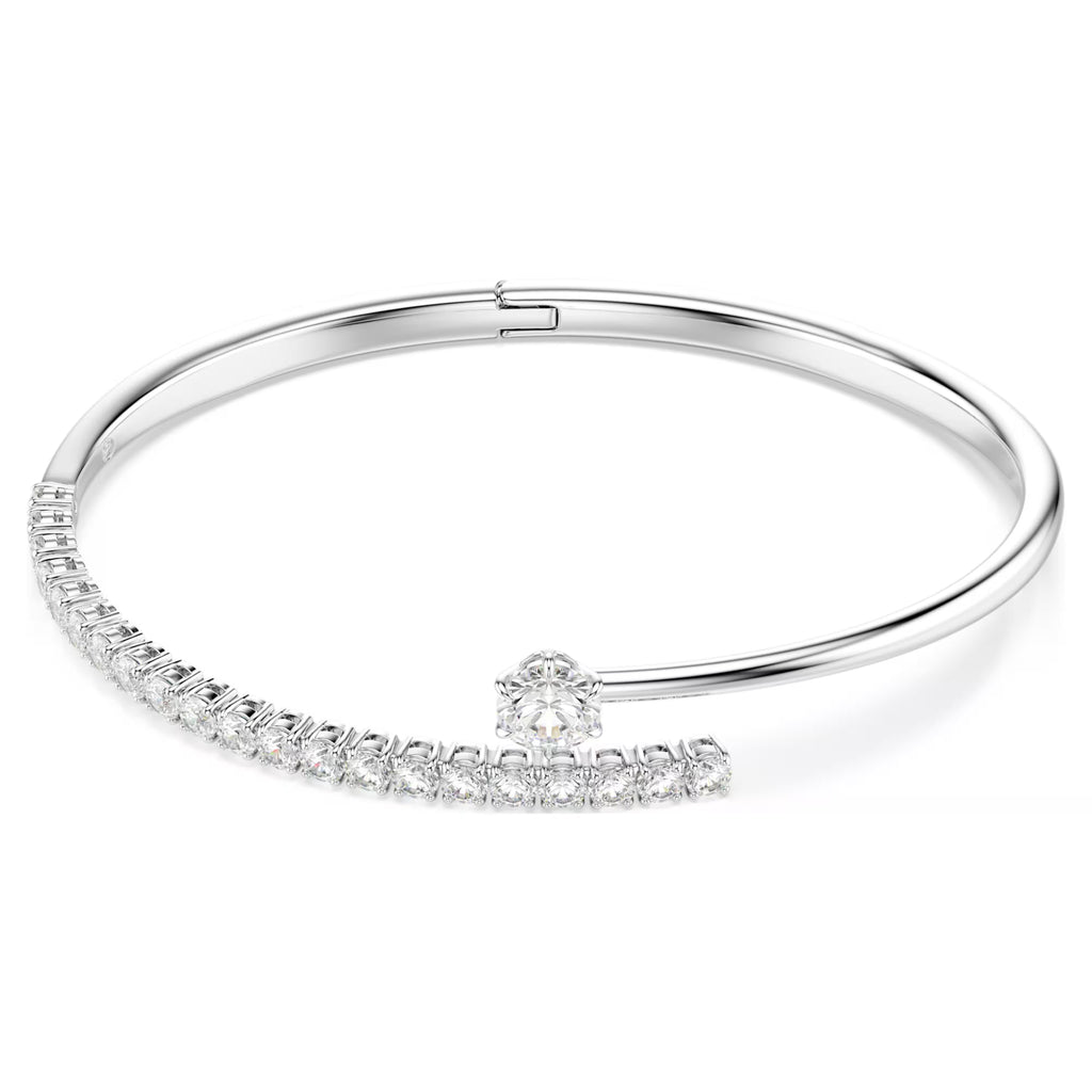 Bracciale rigido Matrix Taglio Round, Bianco, Placcato rodio