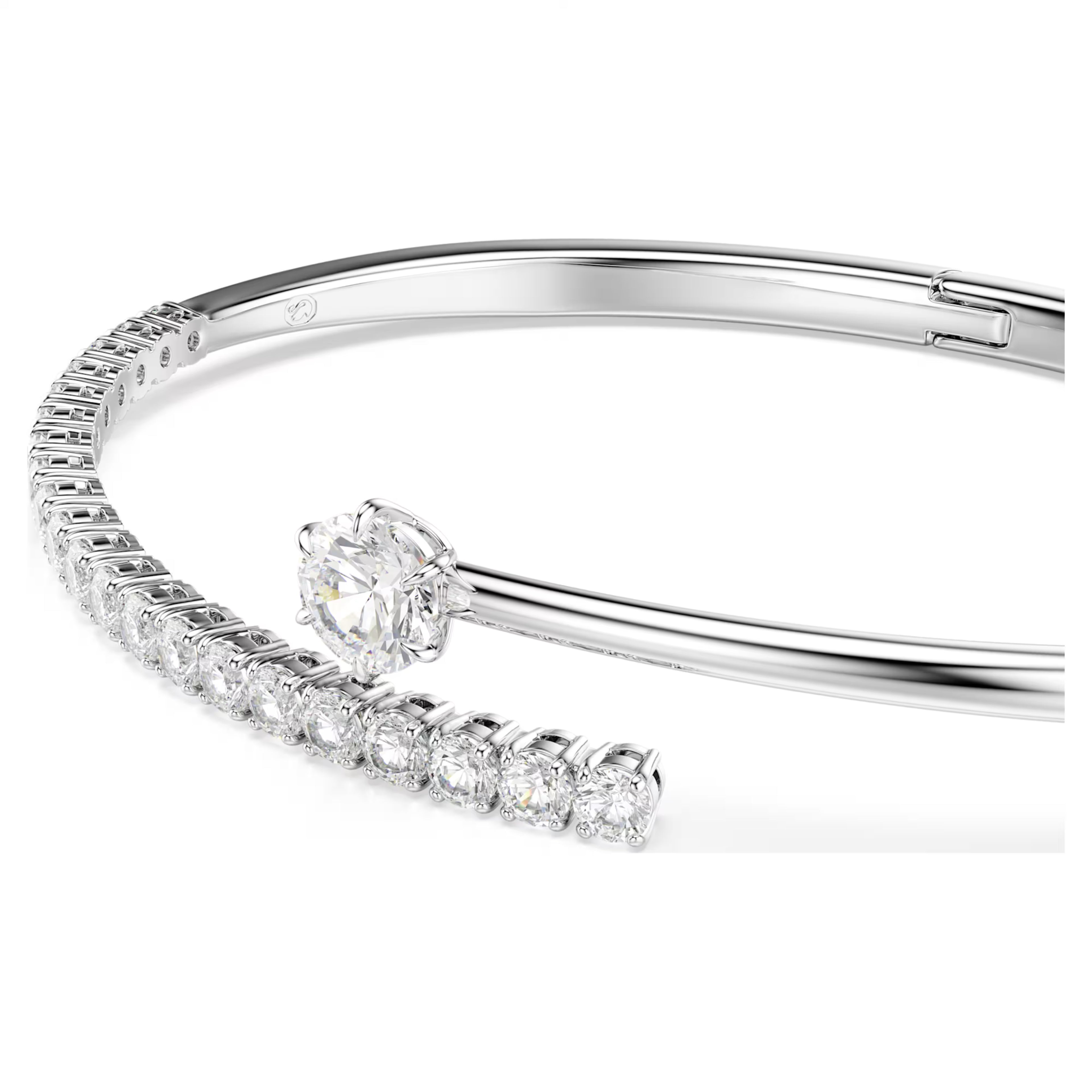 Bracciale rigido Matrix Taglio Round, Bianco, Placcato rodio