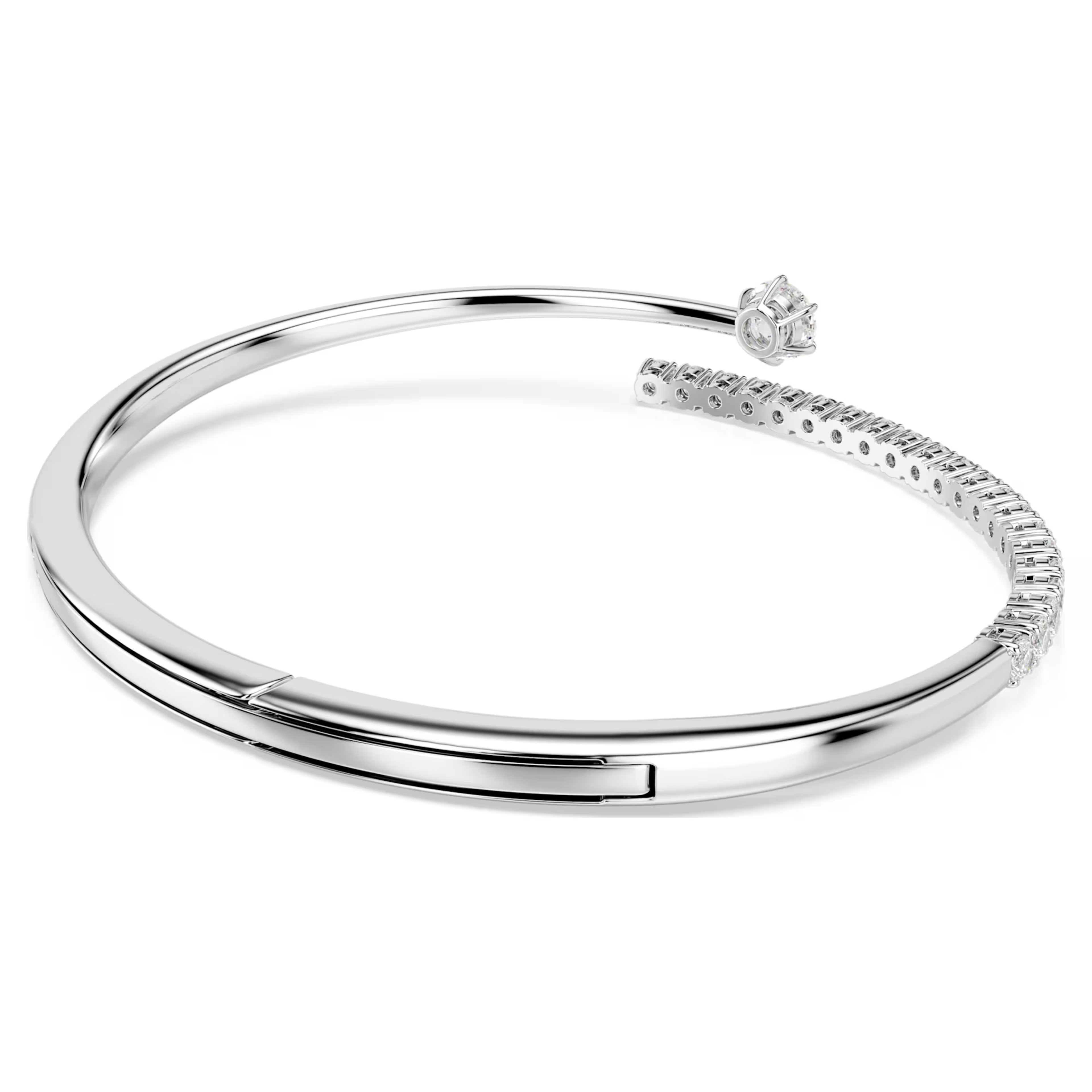 Bracciale rigido Matrix Taglio Round, Bianco, Placcato rodio
