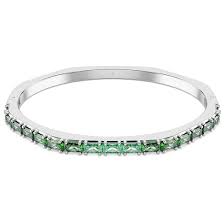 Bracciale rigido Matrix Taglio baguette Forma ottagonale Verde Placcato rodio - BRACCIALE