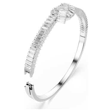 Bracciale rigido Matrix Taglio baguette Nodo Bianco Placcato rodio - BRACCIALE