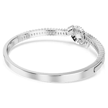 Bracciale rigido Matrix Taglio baguette Nodo Bianco Placcato rodio - BRACCIALE