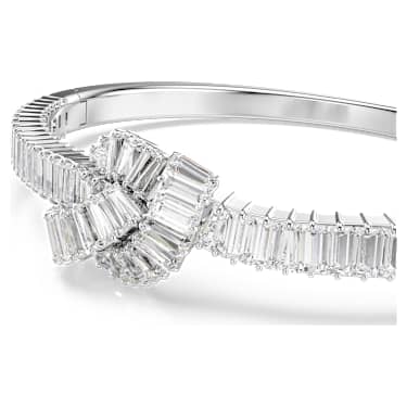 Bracciale rigido Matrix Taglio baguette Nodo Bianco Placcato rodio - BRACCIALE