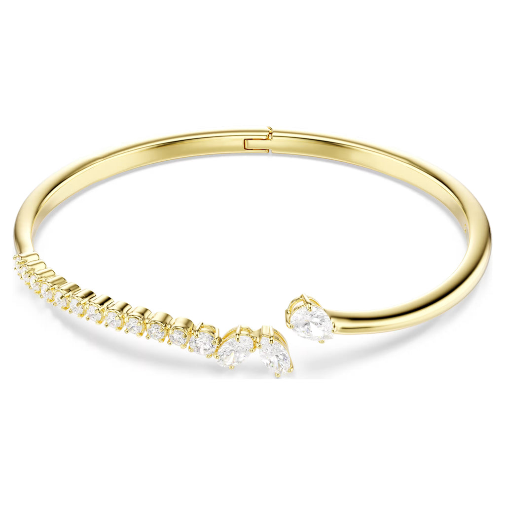 Bracciale rigido Mesmera Taglio misto, Bianco, Finitura oro 18K