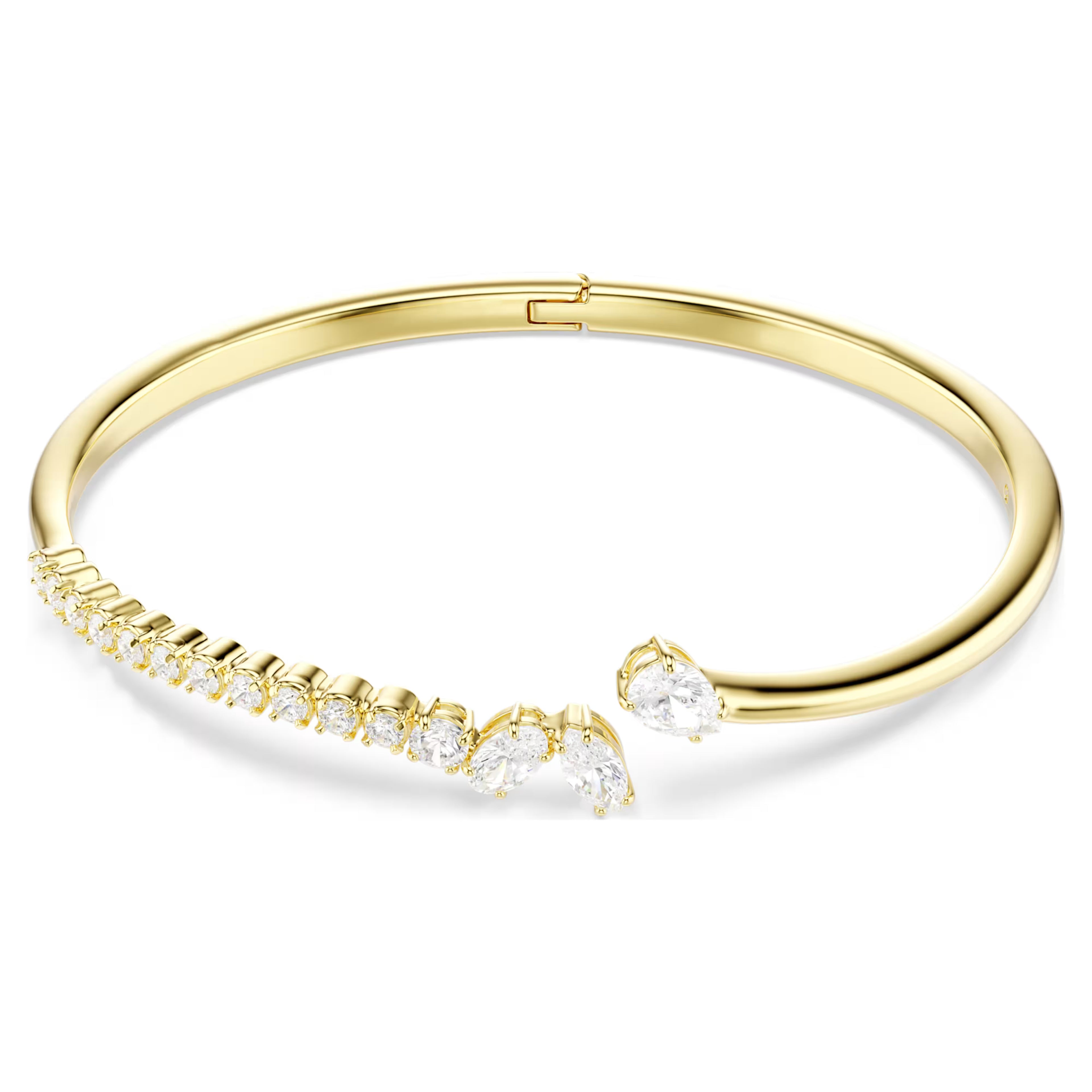Bracciale rigido Mesmera Taglio misto, Bianco, Finitura oro 18K